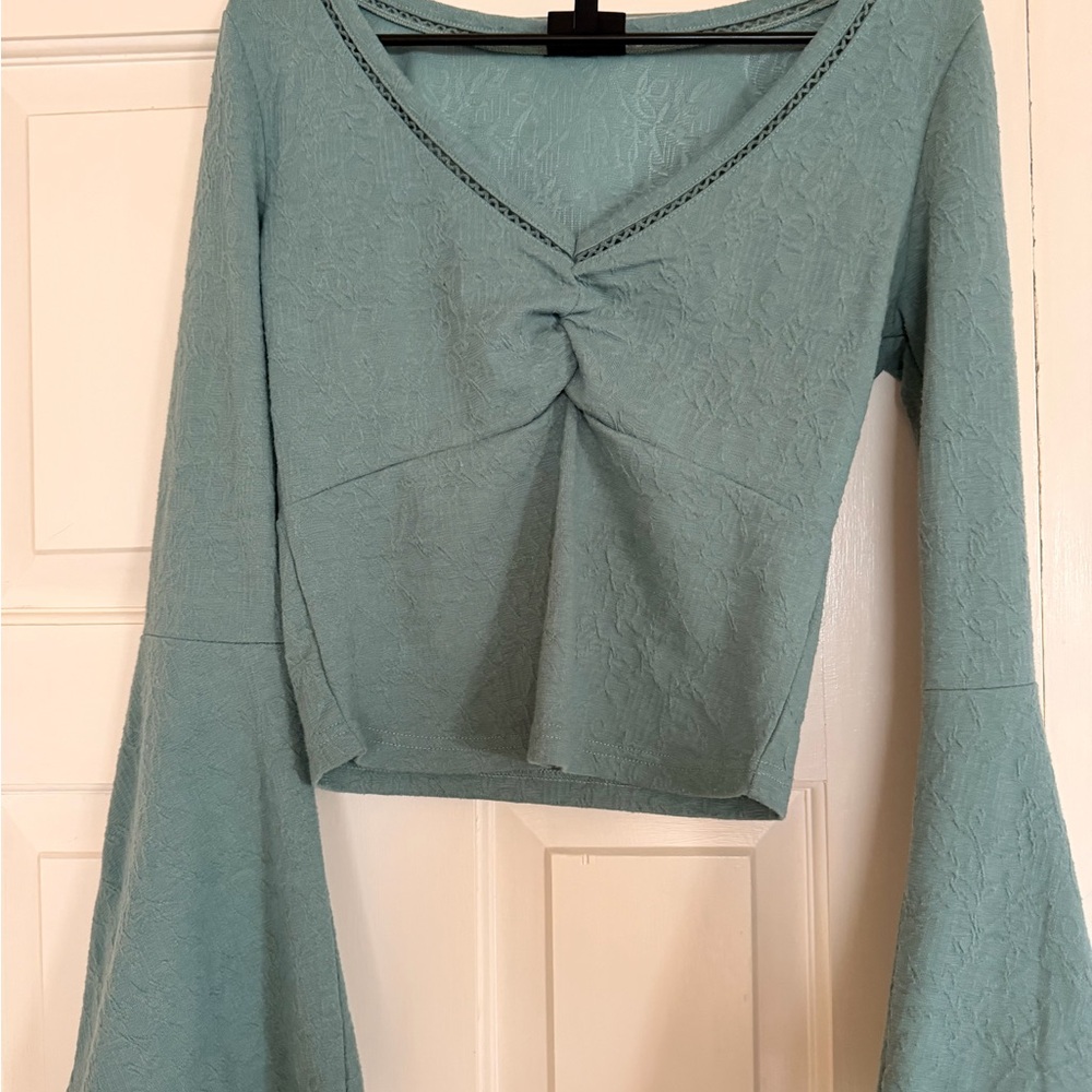 Shyanne Aqua Twist Front Blouse